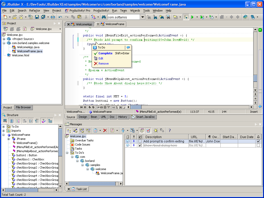 Screenshot of Productivity! Professional for JBuilder